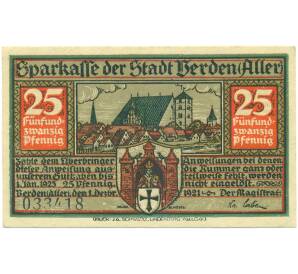 25 пфеннигов 1921 года Германия — город Ферден (Нотгельд) — Фото №1