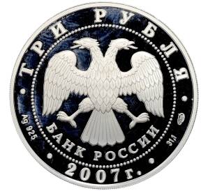 3 рубля 2007 года СПМД «Памятники архитектуры России — 250 лет Российской Академии художеств» — Фото №2