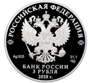 3 рубля 2018 года СПМД «Чемпионат мира по футболу 2018 в России — Саранск» — Фото №2