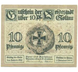 10 пфеннигов 1919 года Германия — город Золтау (Нотгельд) — Фото №1