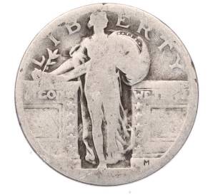 1/4 доллара (25 центов) 1917-1930 года США «Стоящая Свобода Квотер» — Фото №1
