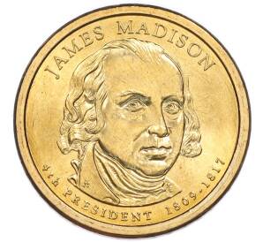 1 доллар 2007 года (P) США «4-й президент США Джеймс Мэдисон»