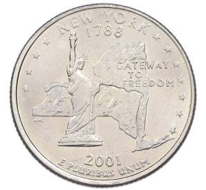 1/4 доллара (25 центов) 2001 года D США «Штаты и территории — Нью-Йорк»