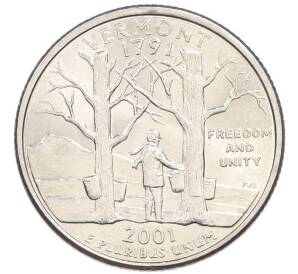 1/4 доллара (25 центов) 2001 года D США «Штаты и территории — Вермонт»