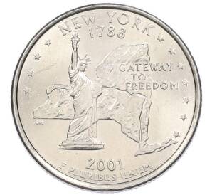 1/4 доллара (25 центов) 2001 года D США «Штаты и территории — Нью-Йорк»