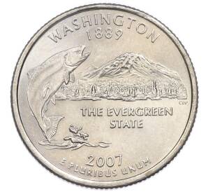 1/4 доллара (25 центов) 2007 года P США «Штаты и территории — Вашингтон» — Фото №1