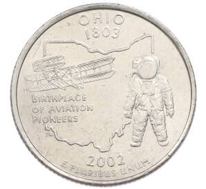 1/4 доллара (25 центов) 2002 года D США «Штаты и территории — Огайо» — Фото №1