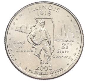 1/4 доллара (25 центов) 2003 года P США «Штаты и территории — Иллинойс» — Фото №1