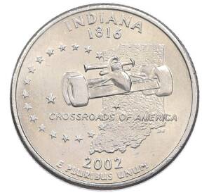 1/4 доллара (25 центов) 2002 года P США «Штаты и территории — Индиана» — Фото №1