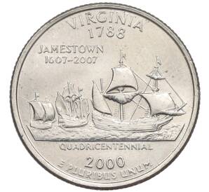 1/4 доллара (25 центов) 2000 года D США «Штаты и территории — Вирджиния»