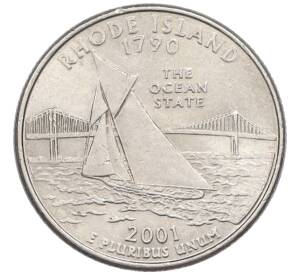1/4 доллара (25 центов) 2001 года P США «Штаты и территории — Род-Айленд»