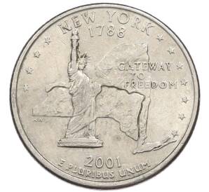 1/4 доллара (25 центов) 2001 года P США «Штаты и территории — Нью-Йорк» — Фото №1