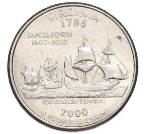 1/4 доллара (25 центов) 2000 года P США «Штаты и территории — Вирджиния» — Фото №1