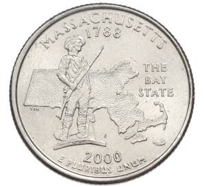 1/4 доллара (25 центов) 2000 года P США «Штаты и территории — Массачусетс» — Фото №1