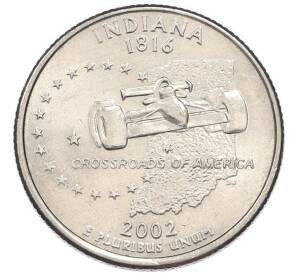 1/4 доллара (25 центов) 2002 года P США «Штаты и территории — Индиана» — Фото №1