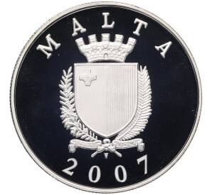 5 лир 2007 года Мальта «450 лет со дня начала правления Жана Паризо де Валетта»