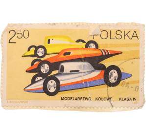 Почтовая марка 2.50 злотых 1981 года Польша «Технический спорт — Автомоделизм» — Фото №1