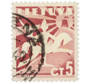 Почтовая марка 5 центов 1940 года Литва «Герб Витис» — Фото №1