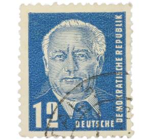 Почтовая марка 12 пфеннигов 1950 года Восточная Германия (ГДР) «Президент Вильгельм Пик» — Фото №1