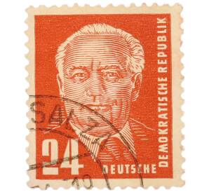 Почтовая марка 24 пфеннига 1953 года Восточная Германия (ГДР) «Президент Вильгельм Пик» — Фото №1