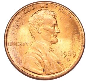 1 цент 1989 года D США — Фото №1