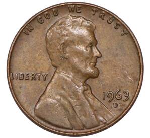 1 цент 1963 года D США — Фото №1