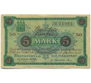 50 марок 1922 года Германия — Франкфурт-на-Одере (Нотгельд) (Надпечатка на 5 марках 1918 года) — Фото №1