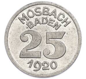 25 пфеннигов 1920 года Германия — город Мосбах (Нотгельд) — Фото №2