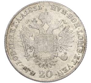20 крейцеров 1831 года A Австрия (Ленты на венке перекинуты вперед через шею) — Фото №1