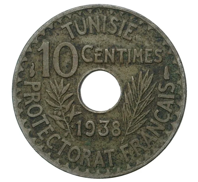 Монета 10 сантимов 1938 года Тунис (Артикул M2-37543)