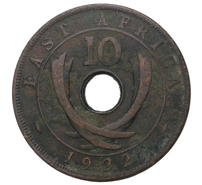 Монета 10 центов 1922 года KN Британская Восточная Африка (Артикул M2-37609)