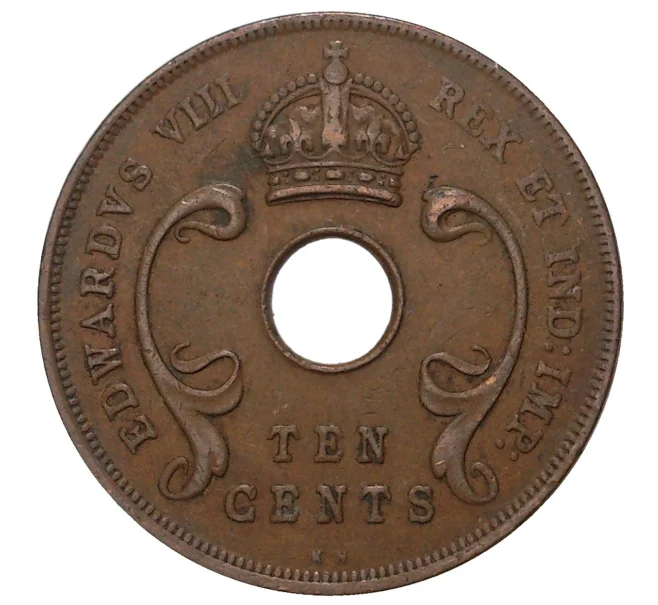 Монета 10 центов 1936 года KN Британская Восточная Африка (Эдвард VIII) (Артикул M2-37611)