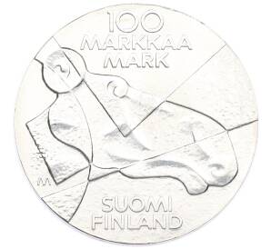 100 марок 1989 года Финляндия «Изобразительное искусство Финляндии — Голова лося» — Фото №1