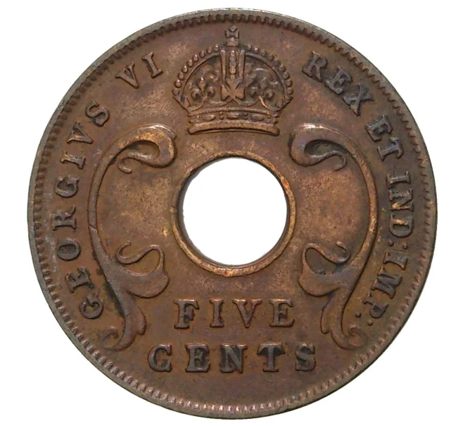 Монета 5 центов 1943 года Британская Восточная Африка (Артикул M2-37783)