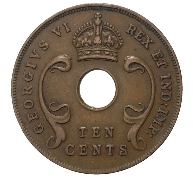 Монета 10 центов 1941 года Британская Восточная Африка (Артикул M2-37789)