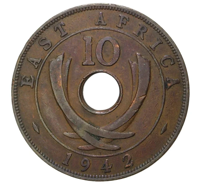 Монета 10 центов 1942 года Британская Восточная Африка (Артикул M2-37790)