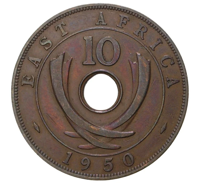 Монета 10 центов 1950 года Британская Восточная Африка (Артикул M2-37791)