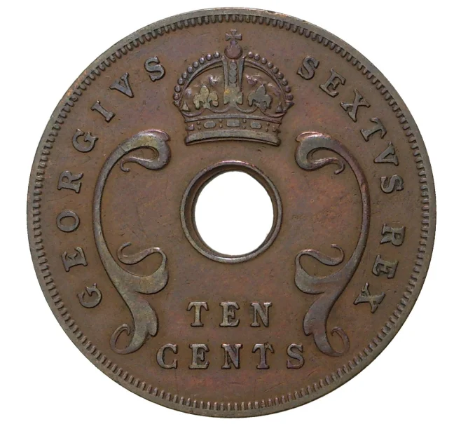 Монета 10 центов 1950 года Британская Восточная Африка (Артикул M2-37791)
