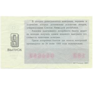 Лотерейный билет 30 копеек 1987 года «Денежно-вещевая лотерея» (Выпуск 9) — Фото №2