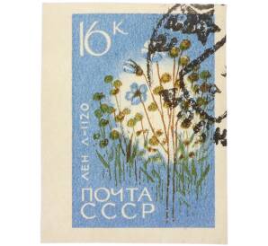 Почтовая марка 16 копеек 1964 года «Лен — Сорт Л-1120» (Без перфорации) — Фото №1