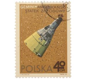 Почтовая марка 40 грошей 1966 года Польша «Завоевание космоса — Космический корабль Джемини» — Фото №1