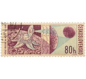 Почтовая марка 80 геллеров 1966 года Чехословакия «Мягкая посадка на Луну — Луна-9» — Фото №1
