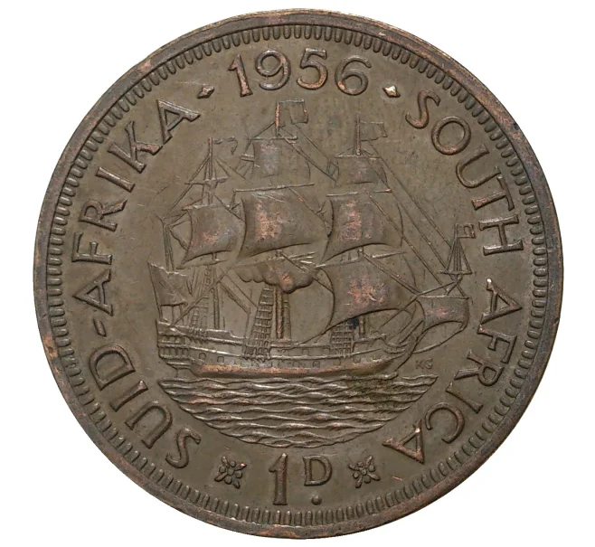 Монета 1 пенни 1956 года Британская Южная Африка (Артикул M2-37852)