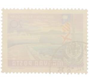 Почтовая марка 20 филлеров 1958 года Венгрия «Озеро Балатон — Пристань в Бадачони» — Фото №2