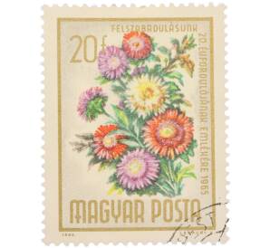 Почтовая марка 20 филлеров 1965 года Венгрия «20-летие освобождения Венгрии — Астры» — Фото №1