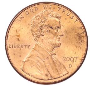 1 цент 2007 года D США — Фото №1