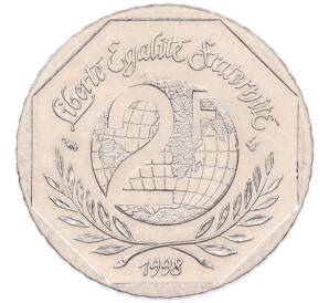 2 франка 1998 года Франция «50 лет Декларации Прав Человека» — Фото №1