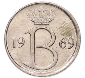 25 сантимов 1969 года Бельгия «Надпись на французском — BELGIE»