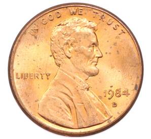1 цент 1984 года D США — Фото №1