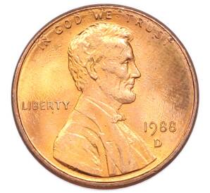 1 цент 1988 года D США — Фото №1